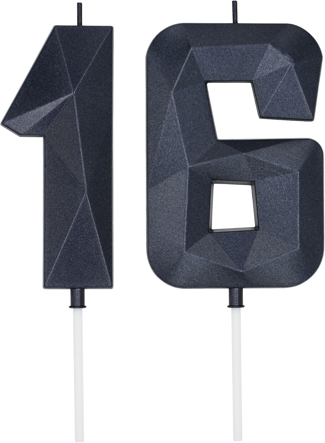 DERVENTA Large Birthday Candle Number 3D Black 3.7 inch Party Celebration Anniversary Decoration Cake Topper 1 Piece (Number 16 Black)
