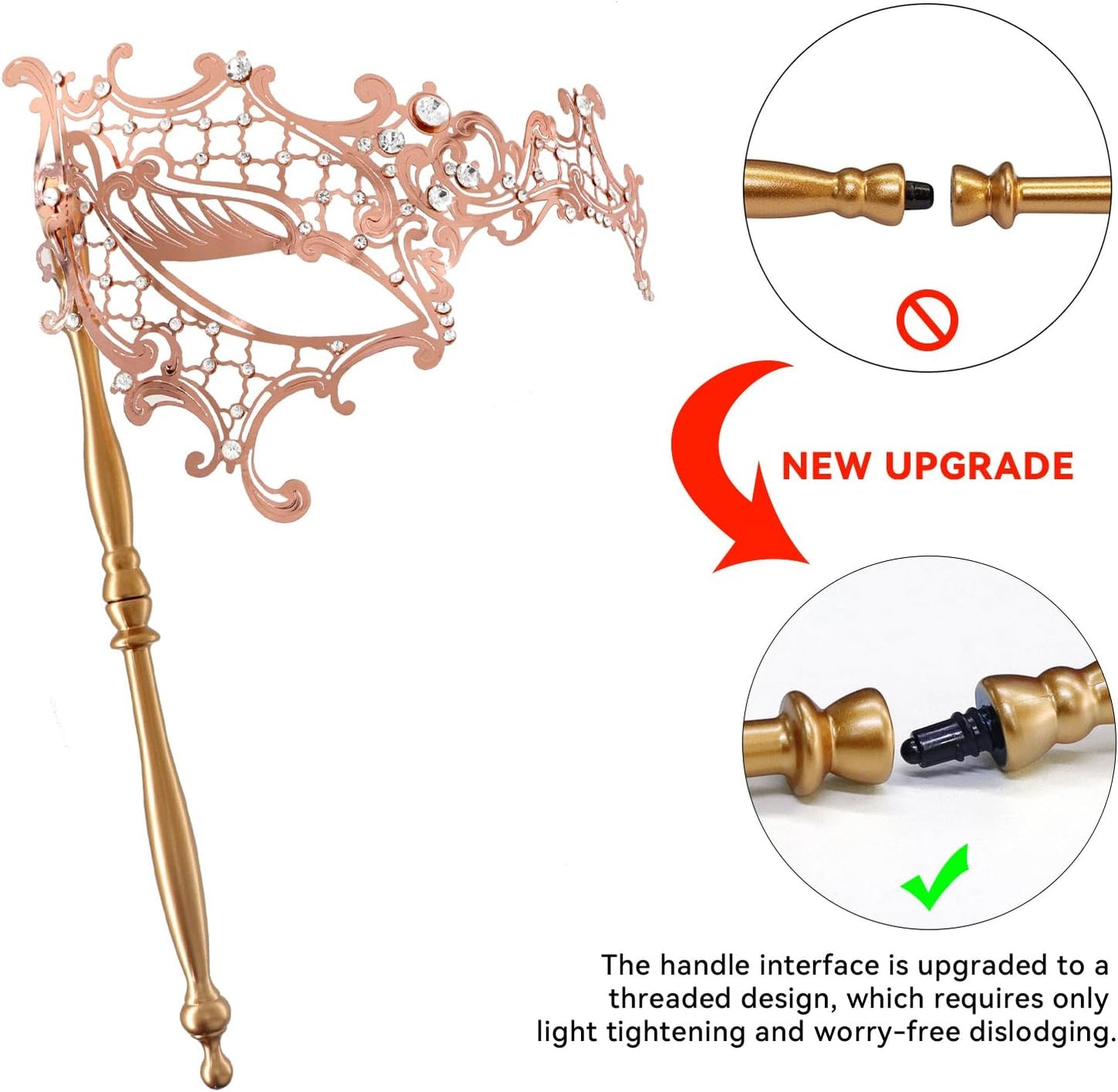 Coddsmz Masquerade Mask with Stick Venetian Mask Mardi Gras Decorations for Womens Halloween Costume Mask