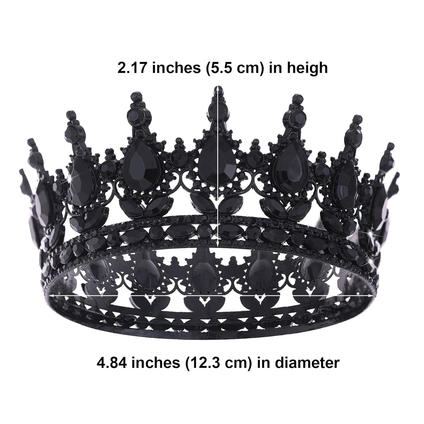 Black Queen Crown for Women Crystal Tiara for Girl Rhinestone Wedding Headband for Bride Hair Accessories for Costume Birthday Party Prom Gifts