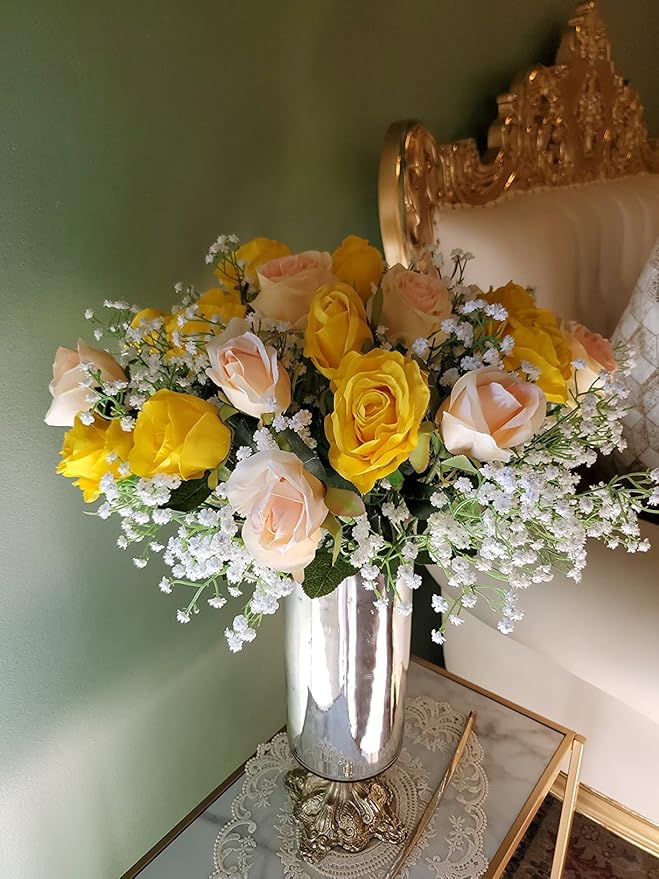DEEMEI 12 PCS Babys Breath Artificial Flowers Fake Babys Breath Flowers Artificial Bulk White Gypsophila Bouquets Real Touch Faux Flowers for Wedding Floral Arrangement Party Home Decoration