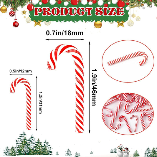 80pcs Mini Christmas Candy Canes,Small Fake Clay Candy Canes for Crafts Peppermint Ornaments Table Scatters Red and White Candy Vase Filler for Decorations Party Favors Supplies (1.9×0.7Inch)