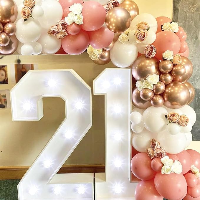 Dusty Pink Balloons Set, 60pcs 12 inch Retro Blush Pink Ivory White Metallic Rose Gold Nude Beige Latex Balloons Kit for Girls Women Birthday Bridal Baby Shower Weddings Party Decoration