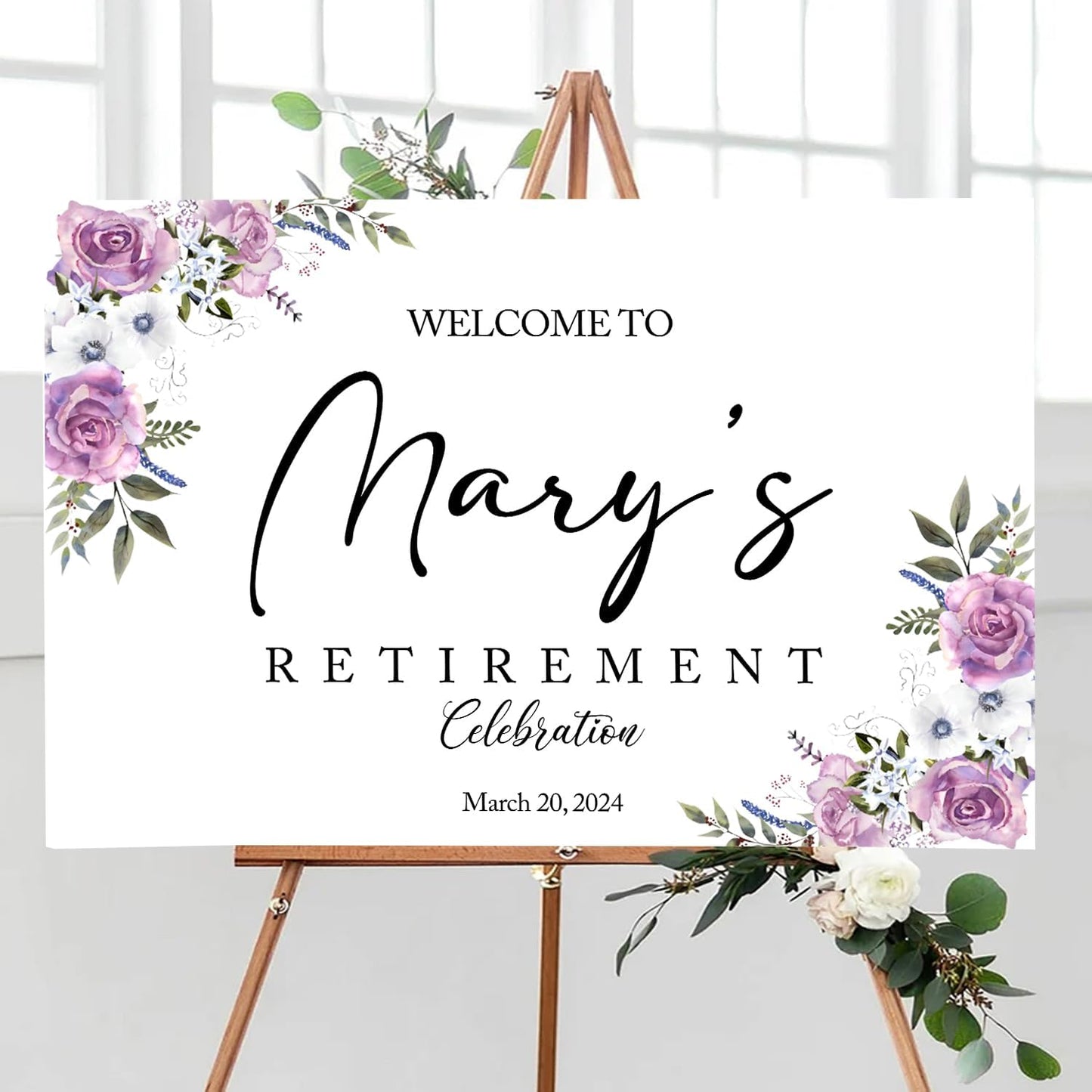 Retirement Party Decor - Gold & Black Celebration Welcome Sign, Full Size