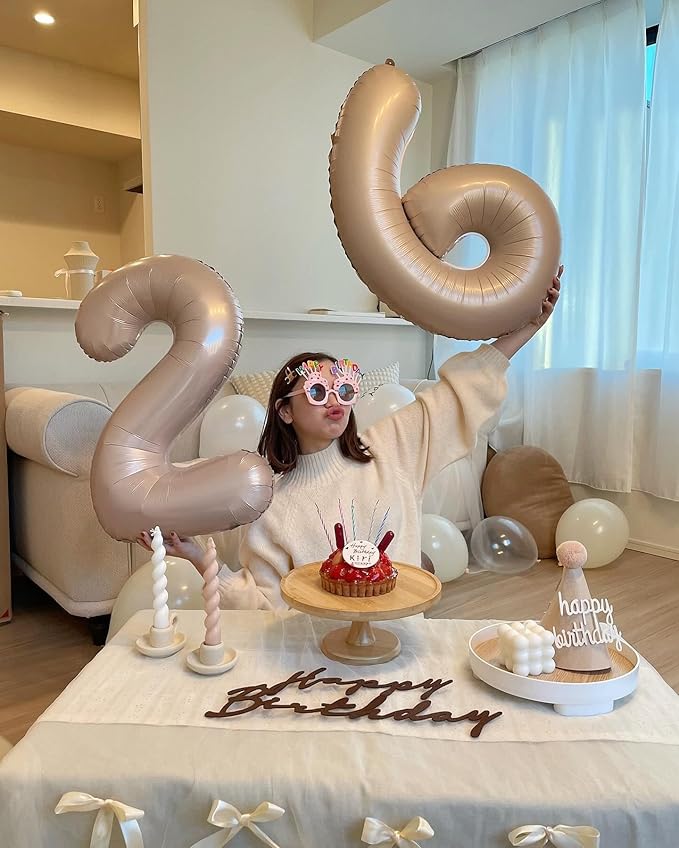 Light Brown Number Balloon 40 Inch, Tan 0 Number Balloons, Khaki 10 20 30 40 50 Numbers Balloon Beige Birthday Decorations, Sandy Brown Party Supplies for Women Men