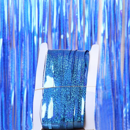 2PCS Tinsel Fringe Backdrop Party Decor Foil Curtain Party Decorations for Birthday Holiday Celebration Graduation Baby Shower Engagement Bachelorette Wedding Photo Booth Props(Sparkle Blue)