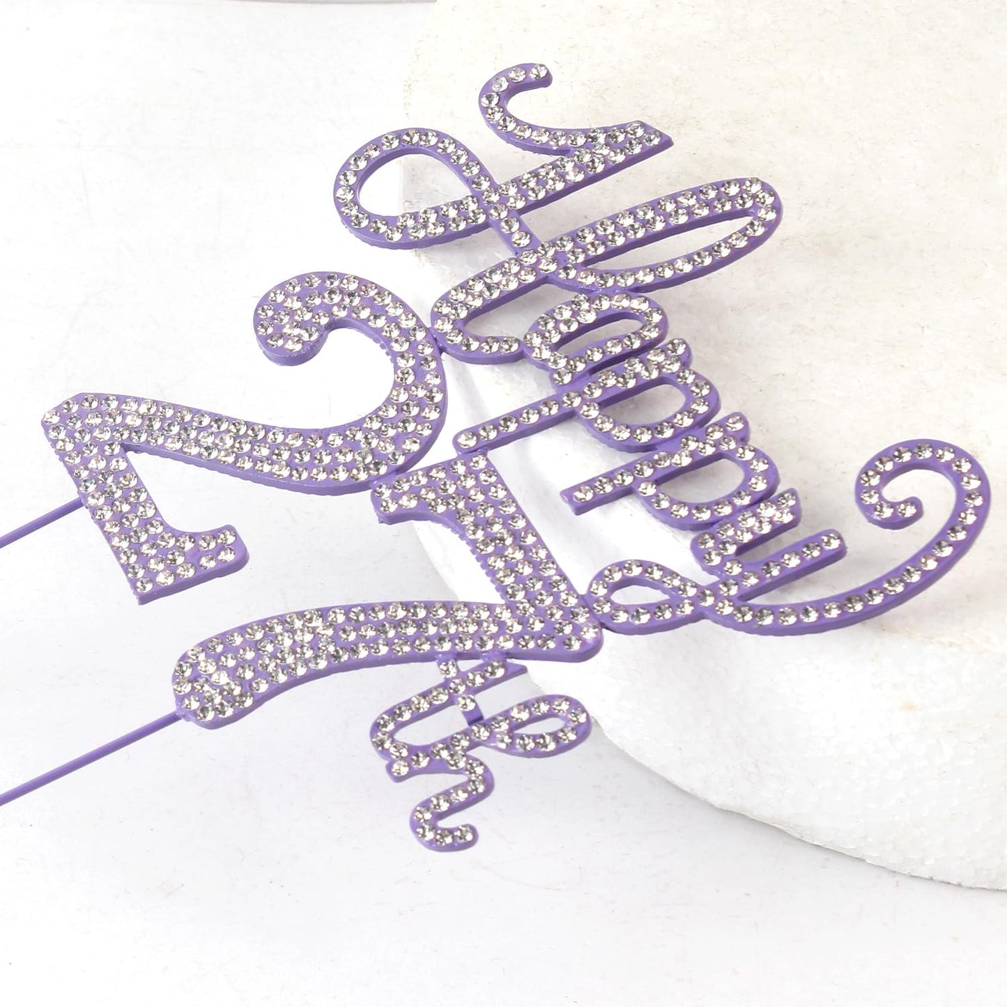 LASKYER Happy 27th Birthday Purple Rhinestone Cake Topper - 27th Birthday/Anniversary,Cheers to 27 Years Old Bday Party Metal Sparkly Centerpieces Decorations.