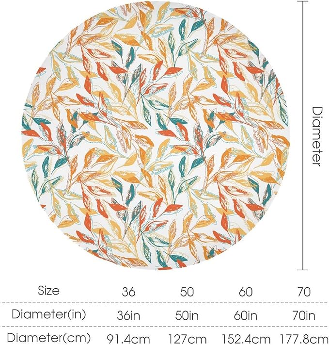 YCness Thanksgiving Fallen Leaves Tablecloth, Fall Autumn Watercolor Seasonal Colorful Maple Table Decor for Home Bedroom Kitchen Dinner Table Cover 36x36 Round