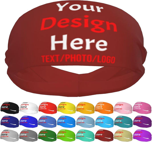 Custom Sweatbands for Men Women, Design Your Own Text Name Image Photo Personalized Sports Headbands