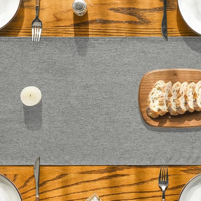 Artoid Mode Light Grey Table Runner, Seasonal Washable Kitchen Dining Table Decoration for Home Party Decor 13x90 Inch