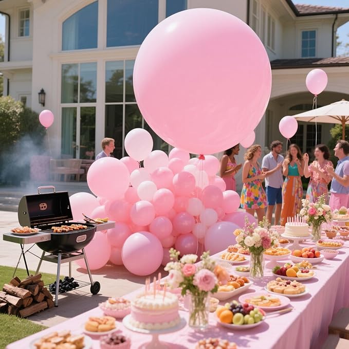 Giant Light Pink Balloons - 10Pcs 36 Inch Extra Large Pastel Pink Ballons, Jumbo Matte Round Baloons for Valentine's Day Princess Wedding Bachelorette Bridal Baby Shower Birthday Party Decorations