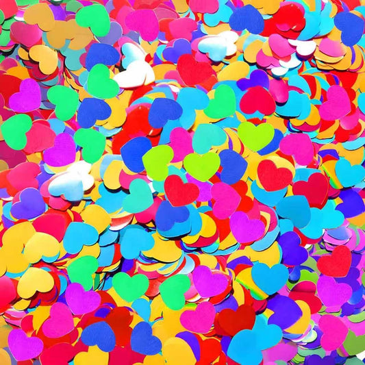 Rainbow Metallic Foil Heart Confetti 0.6inch/1.5cm 8000PCS Table Confetti for Party Birthday Decoration or Filled Balloons