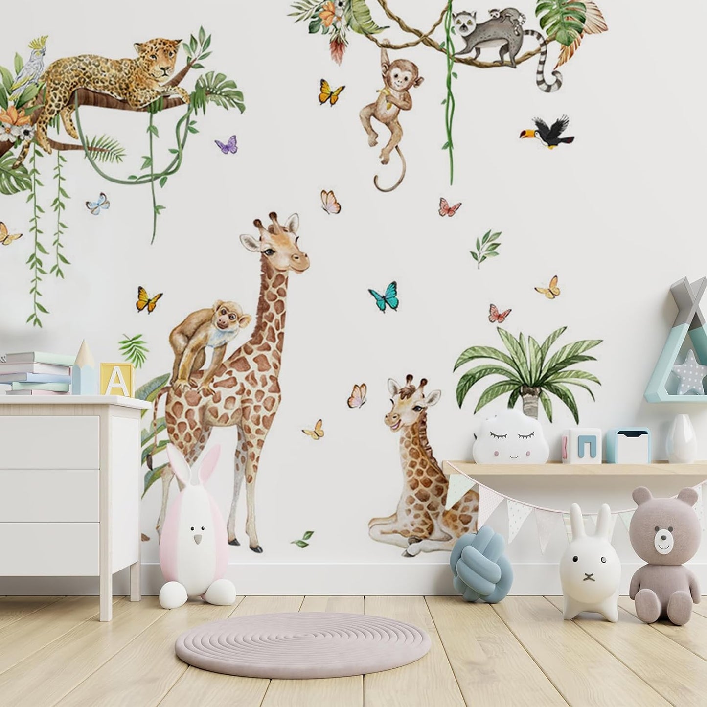 Branches Vines Hanging Cheetah Huge Wall Stickers Living Room Bedroom Nursery Decoration Self Adhesive Wallpaper