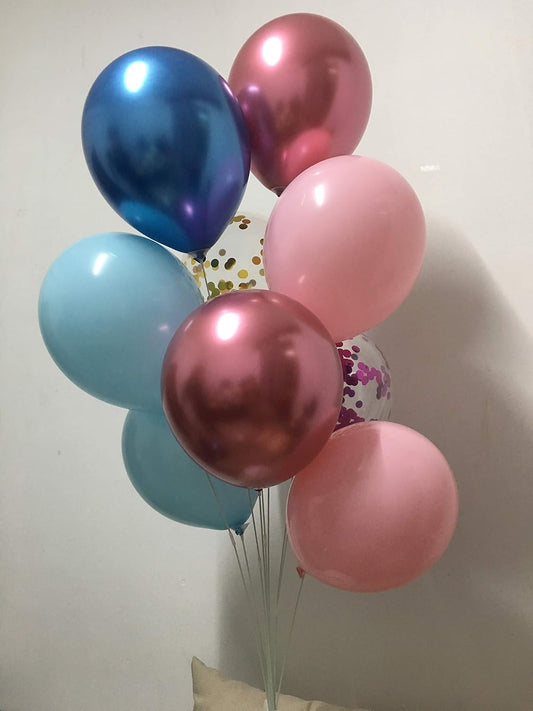 Metallic Chrome Balloons Pink Blue - Confetti Balloons for Wedding Birthday Gender Reveal Baby Shower Party Decorations 100packs