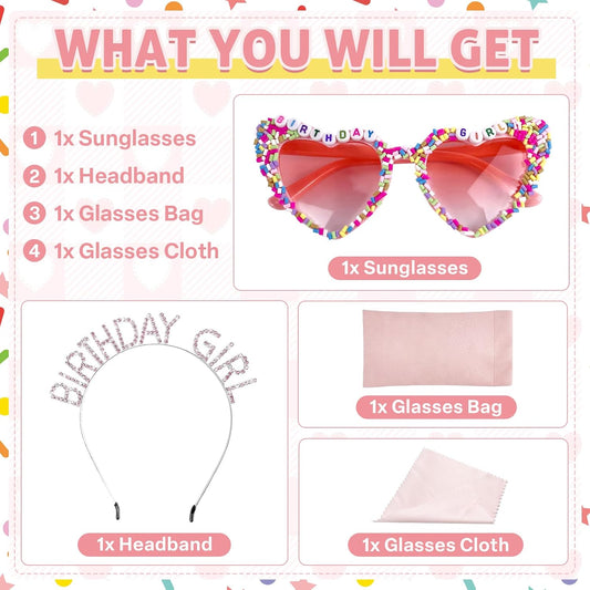 Birthday Sunglasses with Crown, Birthday Glasses Headband Tiara for Women, Gifts Accessories Decorations