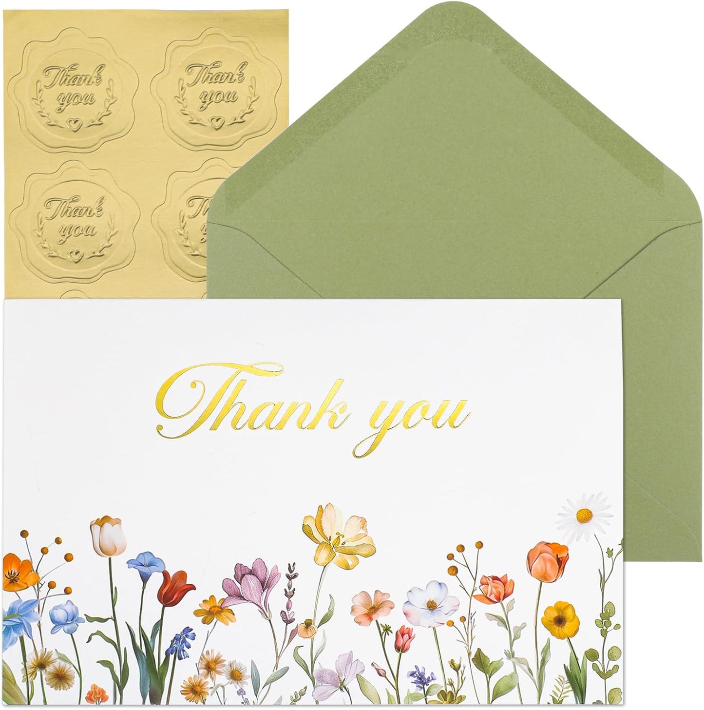 100 Pack Thank You Cards with Envelopes, 4x6 Inch Thank You Cards Bulk Blank Notes Card with Stickers Greeting Card for Wedding, Baby Shower, Bridal Shower, Birthday, Thanksgiving, Christmas
