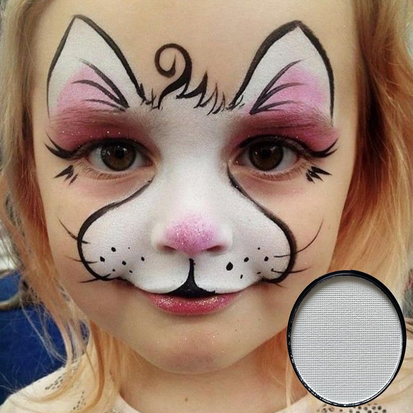 Clown White Face Body Paint(30gm), Water Activated Face Painting Kit for Kids & Adults, Non-Toxic SFX Makeup Facepaint for Halloween Joker Skeleton Skull Vampire Cosplay Costume, Stage & Mime