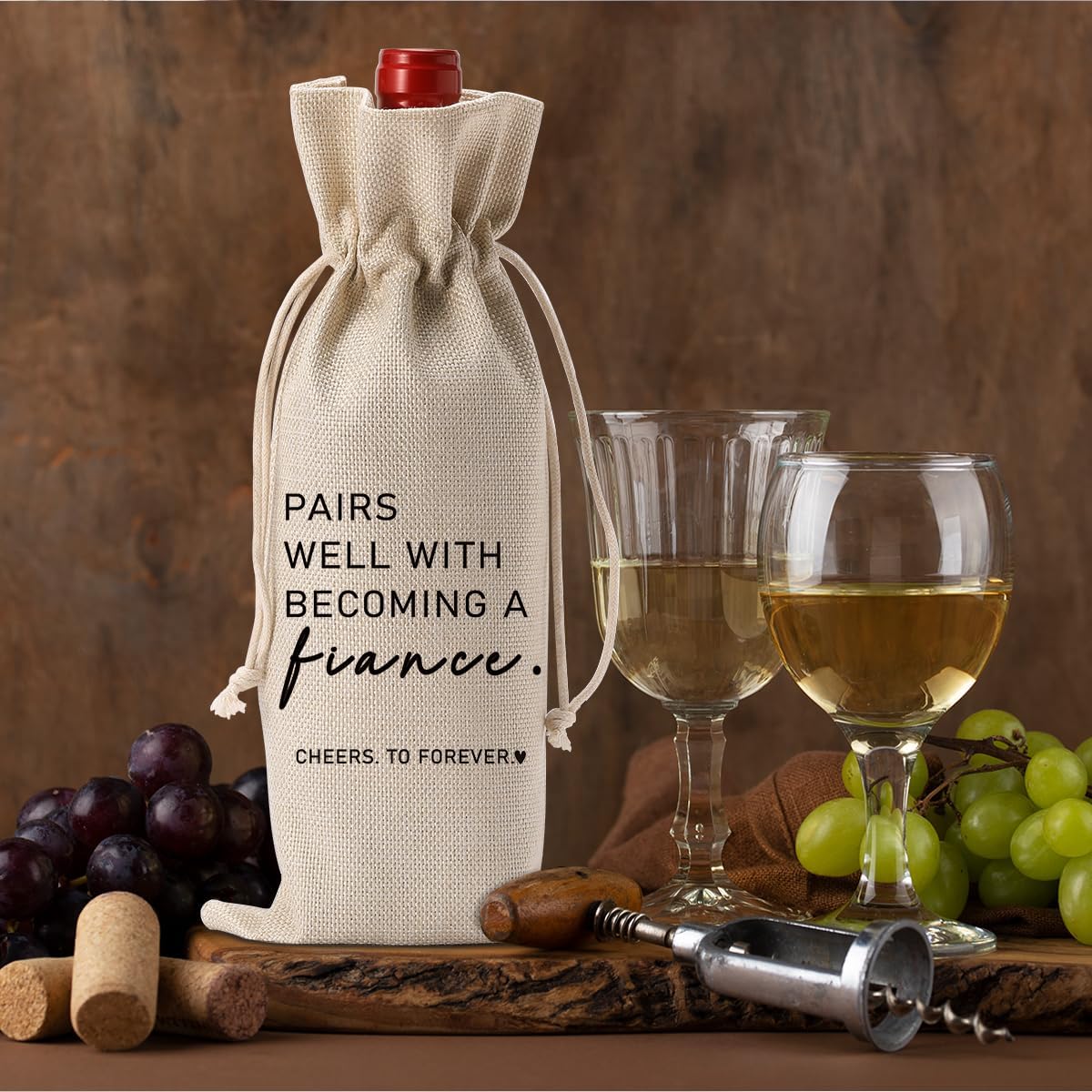 Engaged Wine Bag Engagement Gifts for New Couples Her Engagement Party Decorations Pairs Well with Becoming A Fiance Wine Bottle Bag Champagne Bottle Wraps Bags