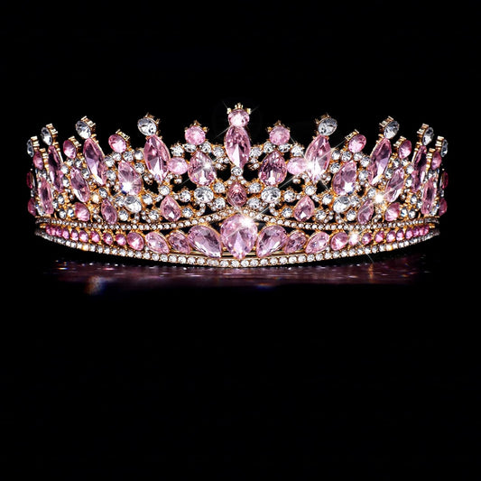 CAVETEE Birthday Crowns for Girls, Pink Tiaras and Crowns for Women and Girls Princess Crown and Tiara for Birthday Queen Parties Pageant Prom