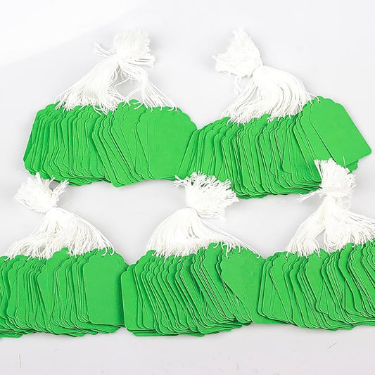 500pcs Paper Marking Tags with String Attached, Writable Price Tags for Product Jewelry Clothing Arts & Crafts DIY Gift Decorations (2.75"x1.57", Green)