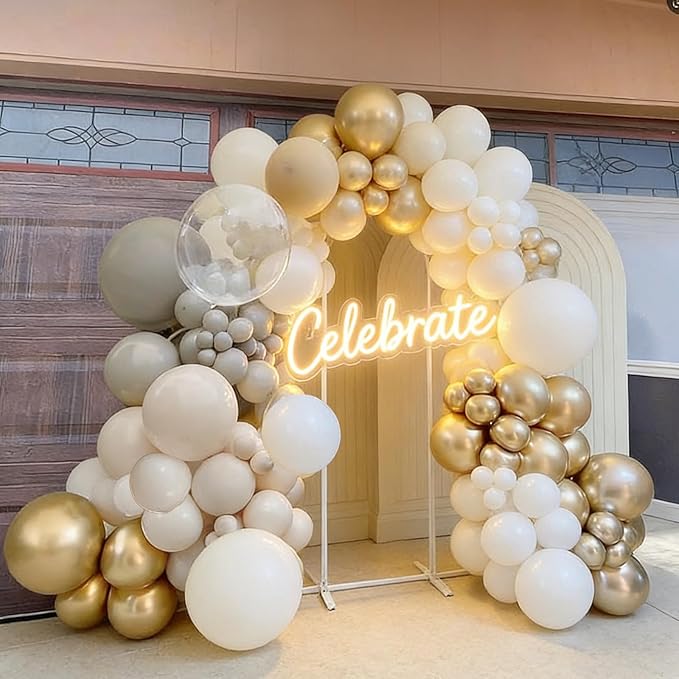 99pcs White Sand Balloons, Different Sizes Cream Balloons 18/12/10/5 Inch Ivory Beige Neutral Balloon Arch Kit for Wedding Baby Bridal Shower Engagement Birthday Party Decorations