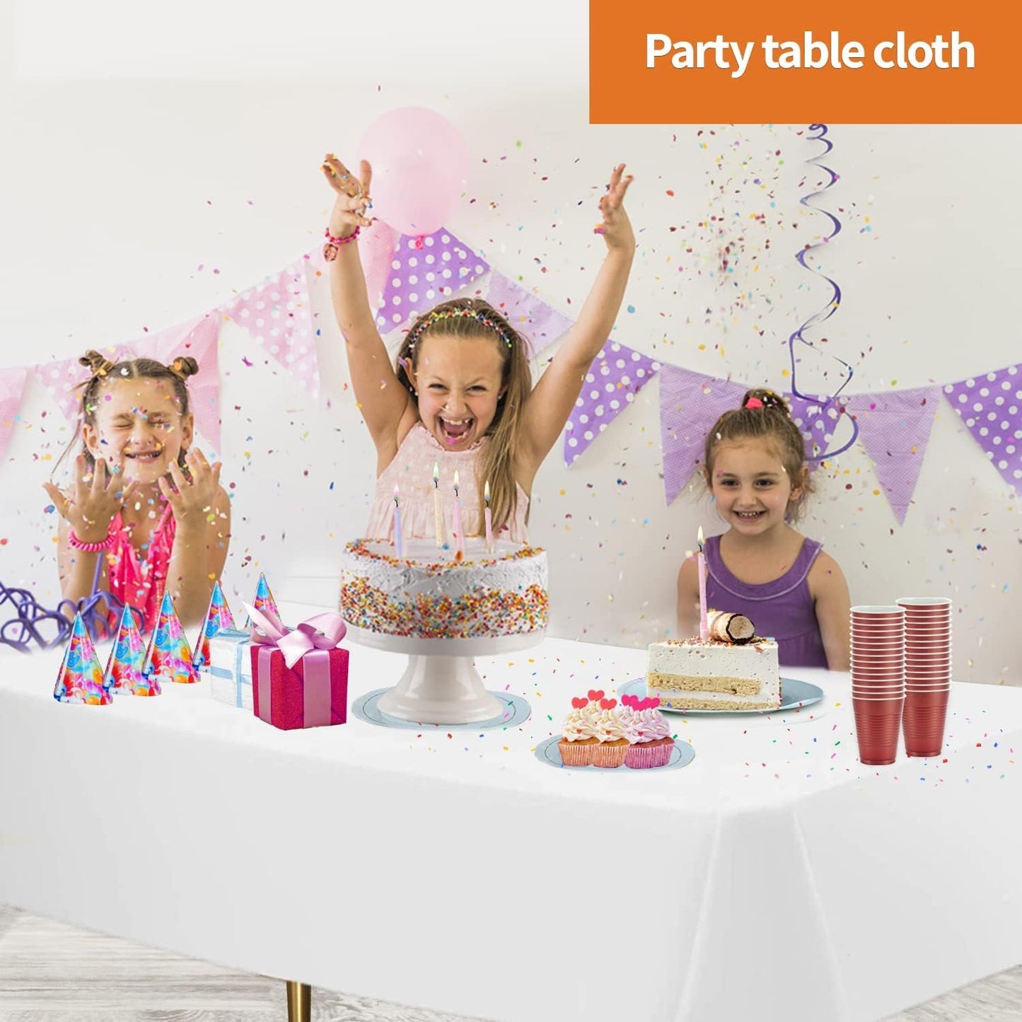 White Disposable Plastic Tablecloth for Rectangle Tables (48 Pack) Premium Decorative Table Cloths for Parties, Events & Weddings, Indoors & Outdoors, 54 x 108 inches