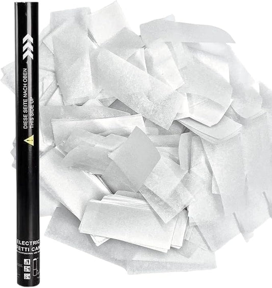 25PCS Confetti Cannon Wedding, Air Powered Party Popper Perfect, Party Streamers 80cm Electric Confetti Cannons - Compatible with Confetti Machine, for Graduation, New Years White