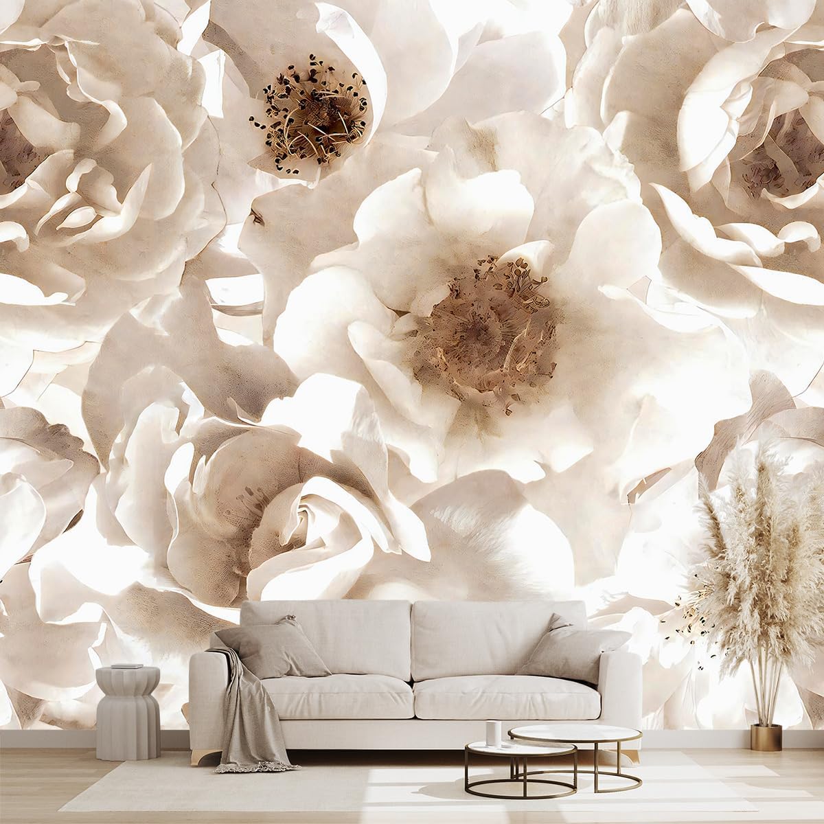 Floral wallpeper for Girls Bedroom Modern Flower Living Room Wall Mural - 137"x96"（Not Peel and Stick）