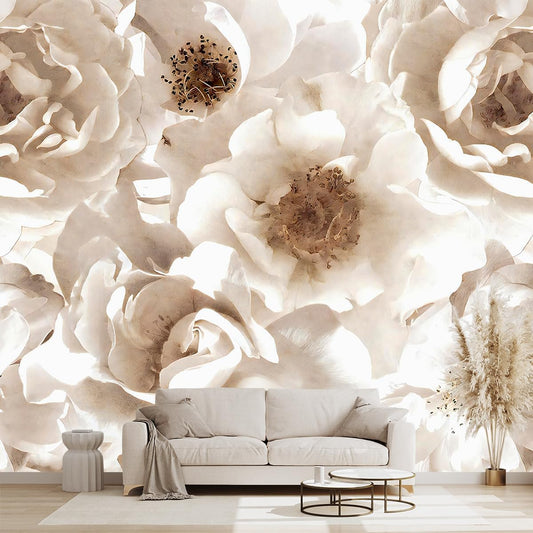 Floral wallpeper for Girls Bedroom Modern Flower Living Room Wall Mural - 137"x96"（Not Peel and Stick）