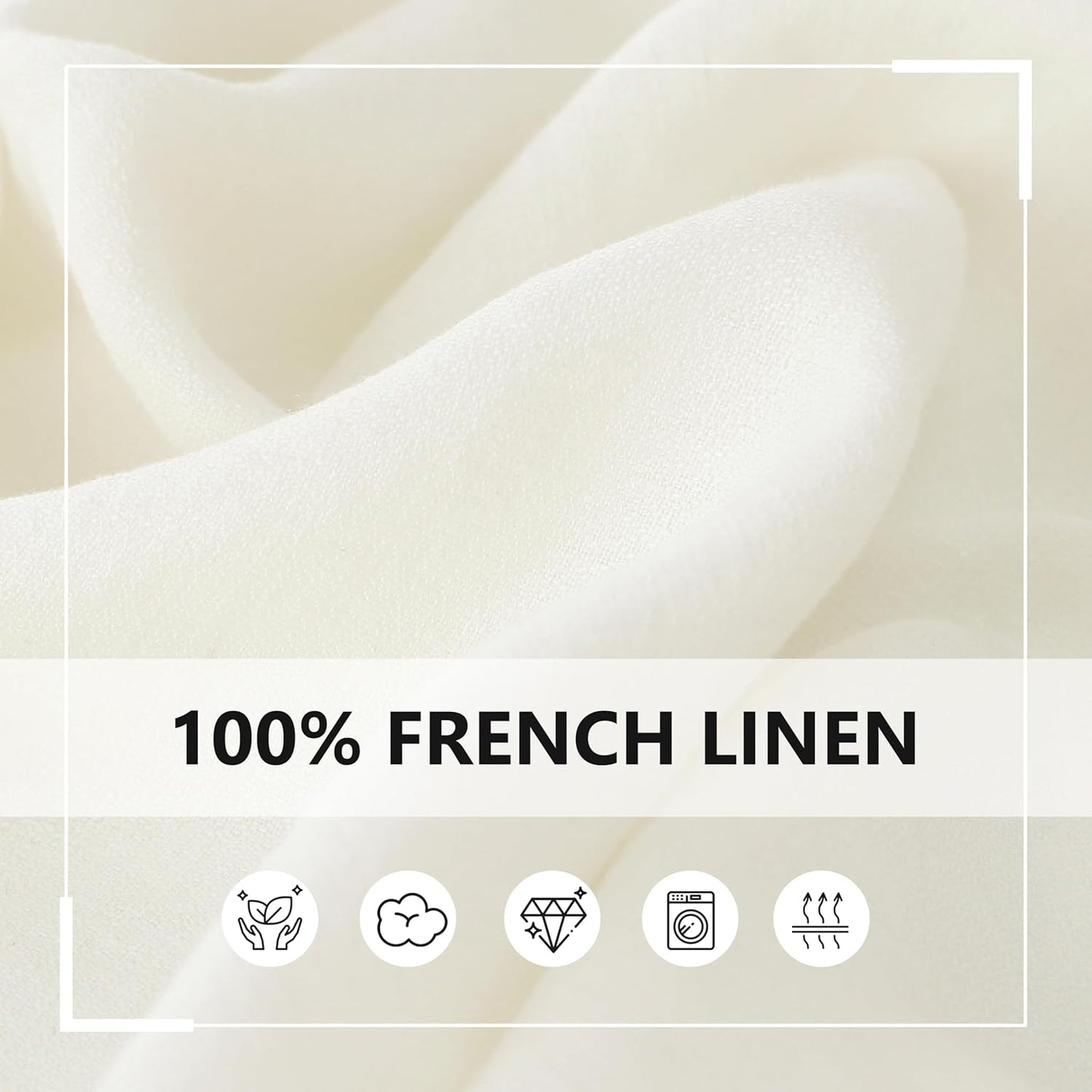 Linen World 100% Linen Tablecloth,Cream Tablecloth 90" x 60" Inch,Washable Rectangular Tablecloth for Dining,Outdoor,Weddings and Restaurants,Decorative Thanksgiving Christmas,Jacquard Weave Design