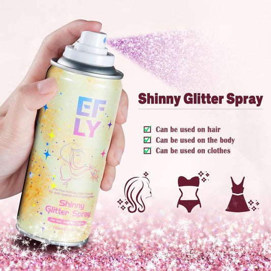 Body Glitter Spray for Hair and Body, Hair Glitter Spray for Clothes, Face, Skin, Long Lasting Spray Glitter Suitable for Music Festival Rave and Makeup Prom 4.05 FL Oz (Pink)