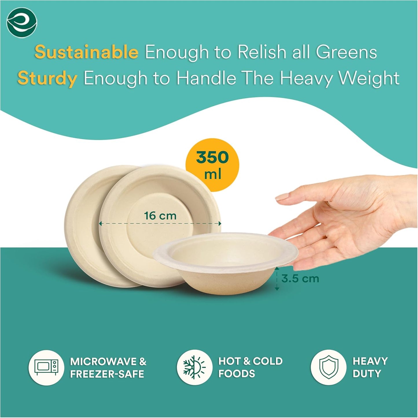 ECO SOUL 100% Compostable 12 Oz Soup Bowls [2 Packs of 100] Disposable Sturdy Bowls I Heavy Duty Paper Bowl I Eco-Friendly Salad Bowl I Biodegradable Small