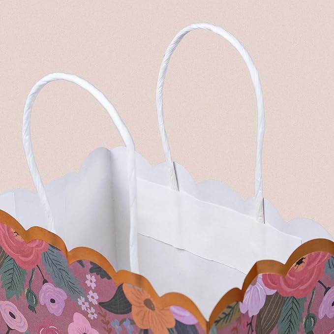Small Gift Bags with Handles, 12-Pack Paper Party Favor Goodie Bags, 5.82 x 3.15 x 8.18 Inches, 6 Designs in Wildflower Whimsy, Ideal for Birthdays, Baby Showers, and Christmas Parties