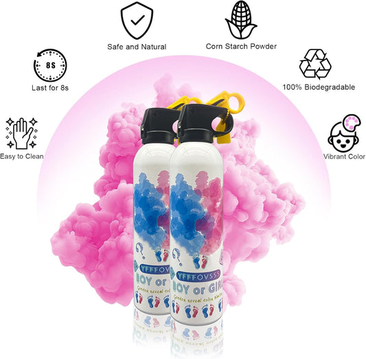Gender Reveal Fire Extinguisher-2 Packs Pink Gender Reveal Smoke Spray Set for Baby Girl-Biodegradable Party Supplies Ideas & Decorations for Baby Shower (Pink Small)