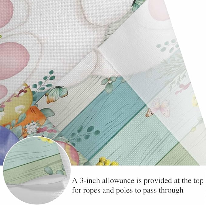 Cute Easter Bunny Banner 3Pcs Indoor Outdoor Hanging Banner Flag Eucalyptus Leaves Colorful Eggs Wooden Sign for Fireplace Mantel Decorative Bunting Garland Valance for Shop Door Decor 9.8"x15.8"