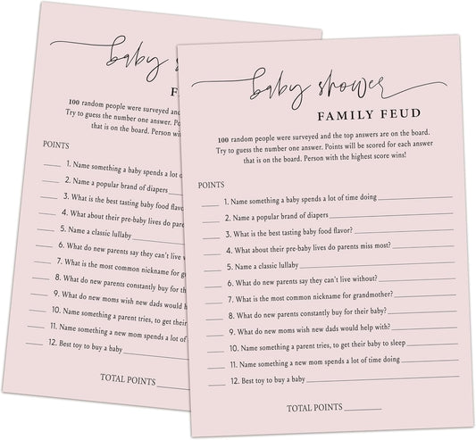 Baby Shower Family Feud Game - Pack of 30 Game Cards 1 Answer Key, Baby Shower Game for Boy & Girl, Gender Neutral Baby Shower Decorations, Baby Feud Game Supplies-06A-Indipink