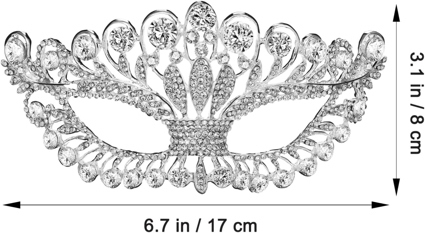 Toyvian Costume Mask Shiny Rhinestones Masquerade Mask Evening Prom Venetian Mardi Gras Party Mask for Women Girls White Decor