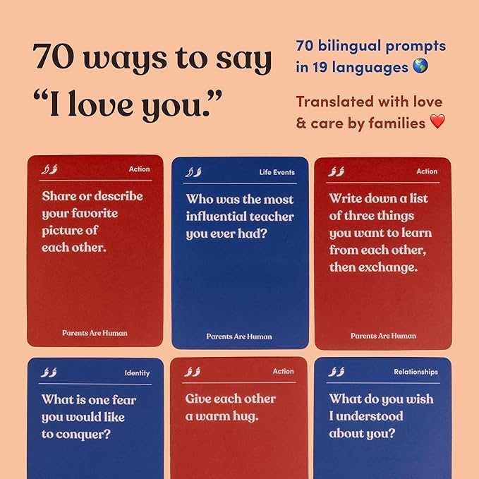 Parents Are Human, Relationship Cards, Get to Know Each Other Better, Parents, Families, Teens & Kids Relationship Building, Light & Deep Questions, 70 Questions & Activity Cards, English + Hindi