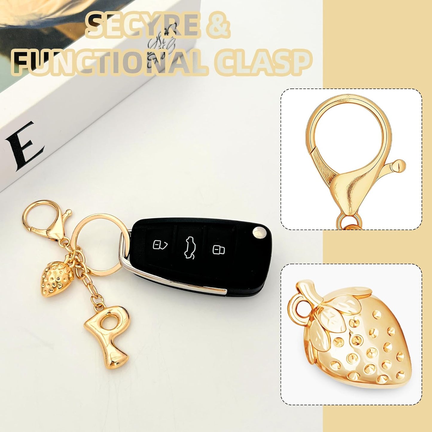 Gold Bubble Heart Initial Bag Charms for Handbags – Cute Initial Letter Keychain for Women, Purse Charms, Gold Gift