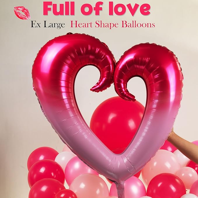 Hot Pink Balloon Garland Arch Kit 137 Pcs Pastel Pink White with Shape Lips Star Heart 4d Disco foil Balloons for Girls Birthday Engagement Galentines Valentine's Day Decorations