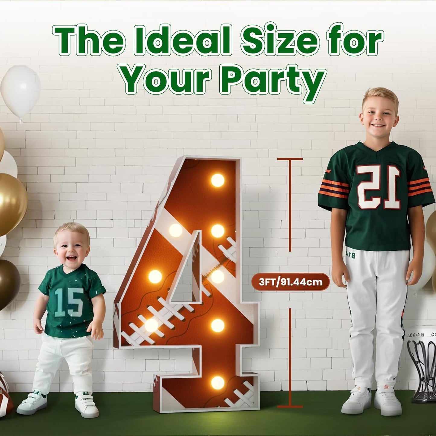 Football 4th-Birthday Decorations Marquee Numbers: Superbowl 3FT Large Light up Number Sign 4 Four Year Down Four Years Old Party Decoration Big Balloon Numbers Decor for Boys and Girls
