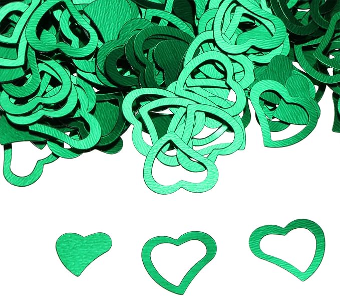 ONLYKXY 1200Pcs Love Heart Shaped Confetti, Table Wedding Decoration, Glitter Confetti for Wedding Party (Green)