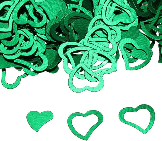 ONLYKXY 1200Pcs Love Heart Shaped Confetti, Table Wedding Decoration, Glitter Confetti for Wedding Party (Green)