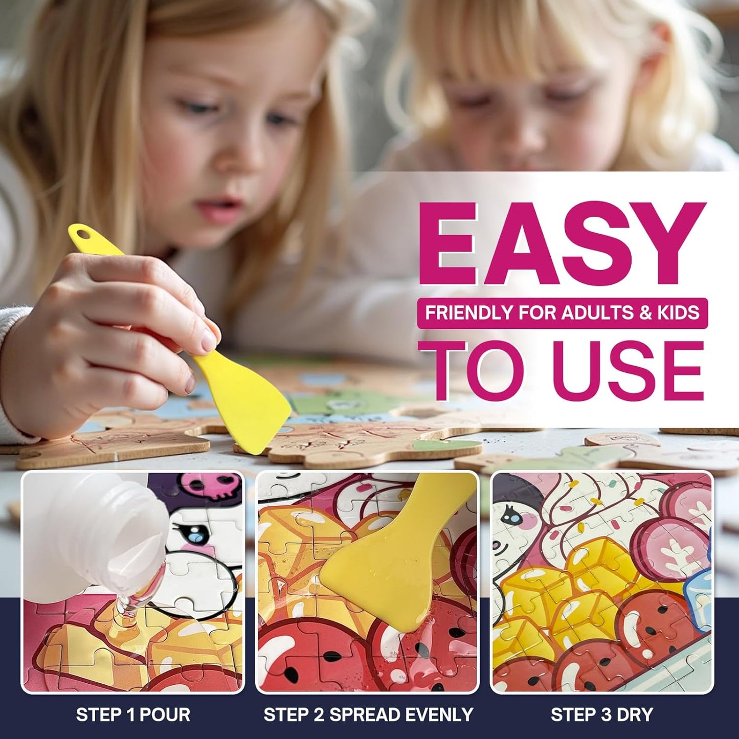 Jigsaw Puzzle Glue Clear, 200ML Puzzle Frame Kit for Adults with Applicators, Easily Preserves Finished Puzzles, Non-Toxic, Quick-Dry & Water-Based Anime Puzzle Saver for 3000/4500/5000 Pieces