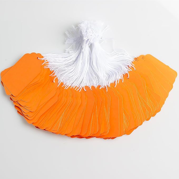 Merchandise Tags with String Attached, Price Tags - 3x4.8cm, Pack of 500, Orange