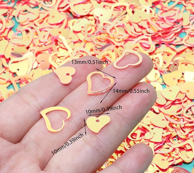 ONLYKXY 1200Pcs Love Heart Shaped Confetti, Table Wedding Decoration, Glitter Confetti for Wedding Party (Glitter Red)