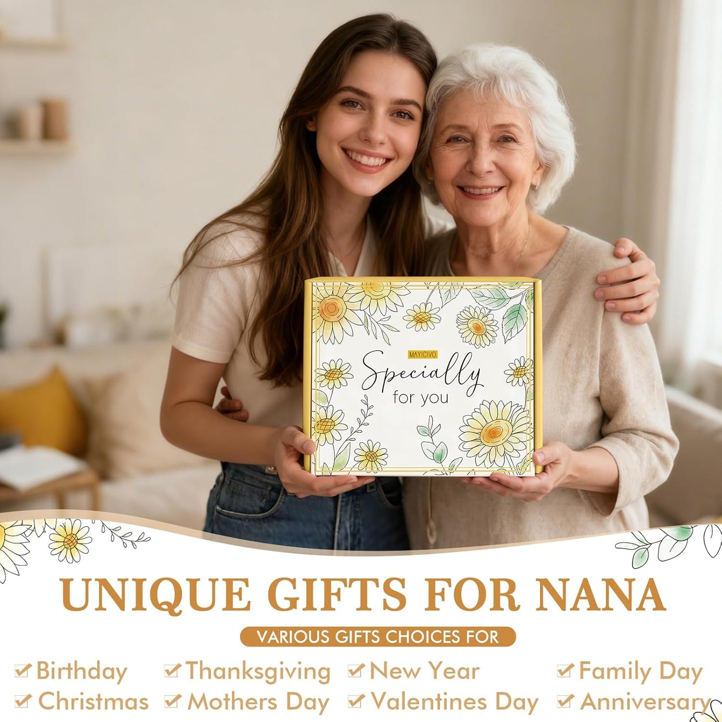 Best Grandma Christmas Gifts for Nana from Granddaughter Grandchildren Grandkids, Unique Nana Birthday Gifts for Grandma Mothers Day Gift Basket for Grandmother Gigi Mimi Grammy, New Granny Gift Set
