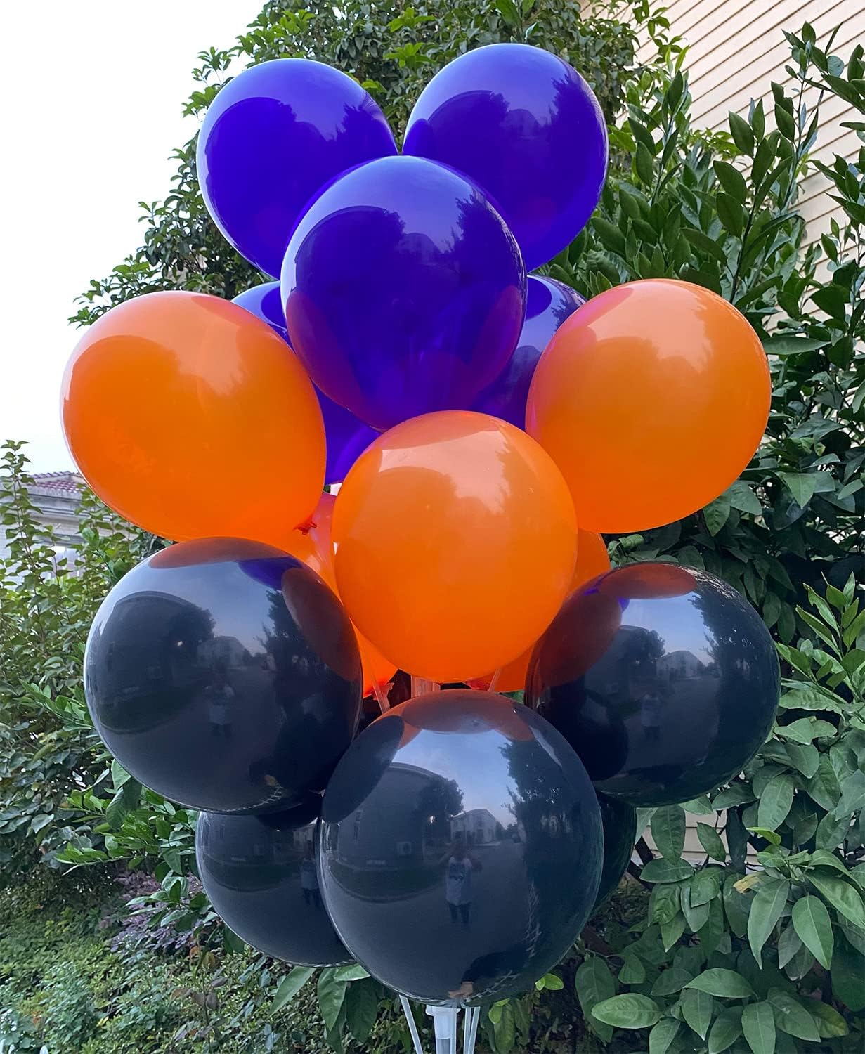 60 Pcs 12-Inch Latex Balloons in Black, Orange, and Purple - Halloween, Graduation, Birthday, Baby Shower, Party Decorations