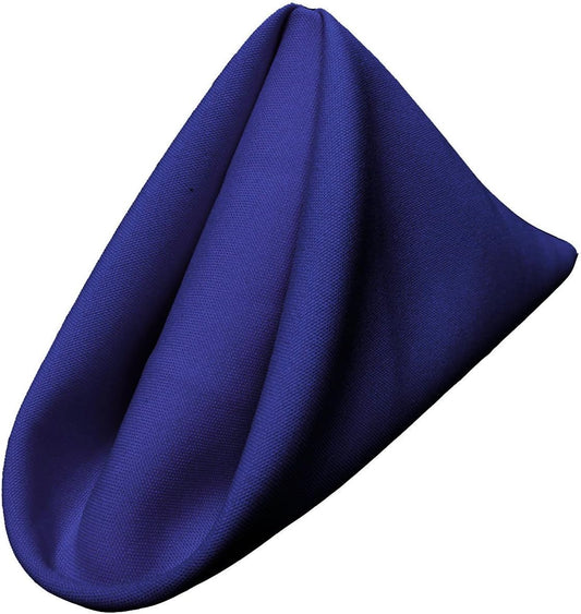 LA Linen 4-Pack Poly Blend Napkins - Soft, Washable, Stain & Wrinkle Resistant - Dinner & Party Napkins - Royal Blue, 18x18
