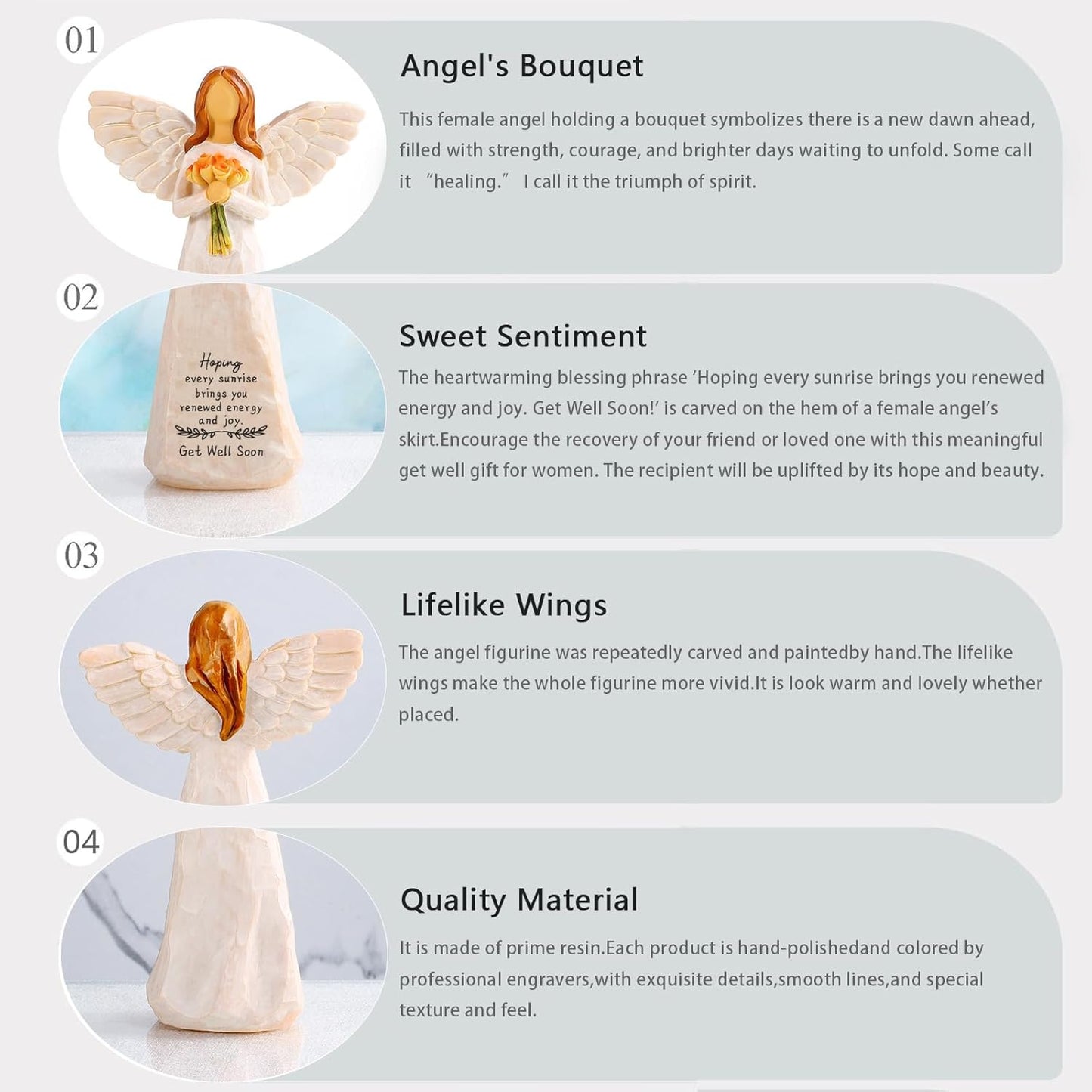 Get Well Gifts for Women,5.5'' Get Well Soon Angel Figurine,Unique Encouragement Gifts for New Mom,Grandma,Sister and Best Friend