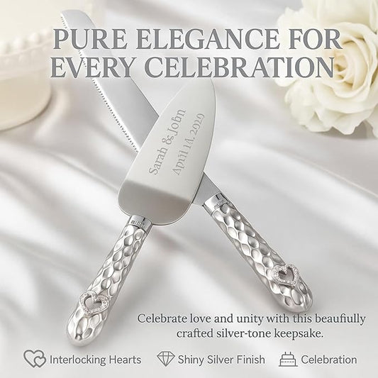 GIFTS INFINITY Personalized Wedding Cake Knife and Server Set with Engraving – Cake Cutting Utensil Set, Keepsake Gift for Wedding, Anniversary, Reception, Birthday & Other Occasions (2531)